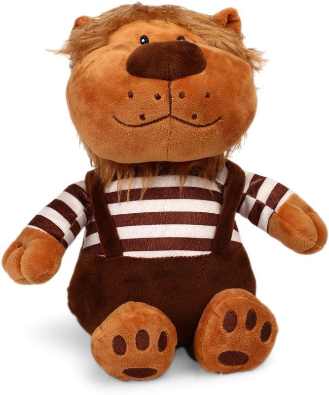 My Baby Excels Cute Lion Plush with Dark Brown Dungaree 26 cm - 26 cm  (Brown)