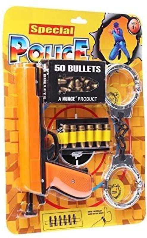 Game Phactory Special Gun Set with 50 Bullets and Handcuffs Guns & Darts  (Multicolor)