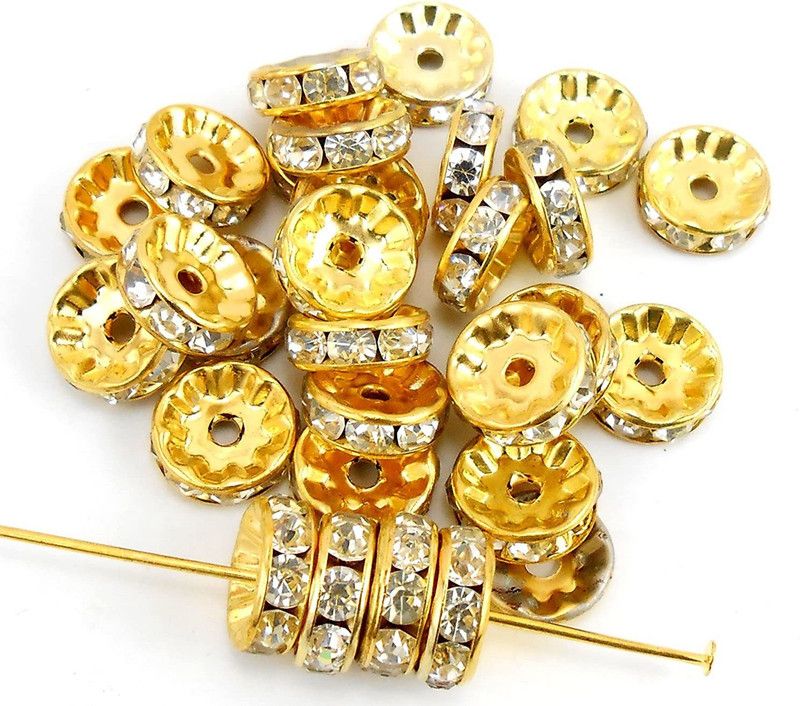 Crafto Rhinestone spacer-Gold Plated for Jewellery making, designer craft making-pack of 200 pcs