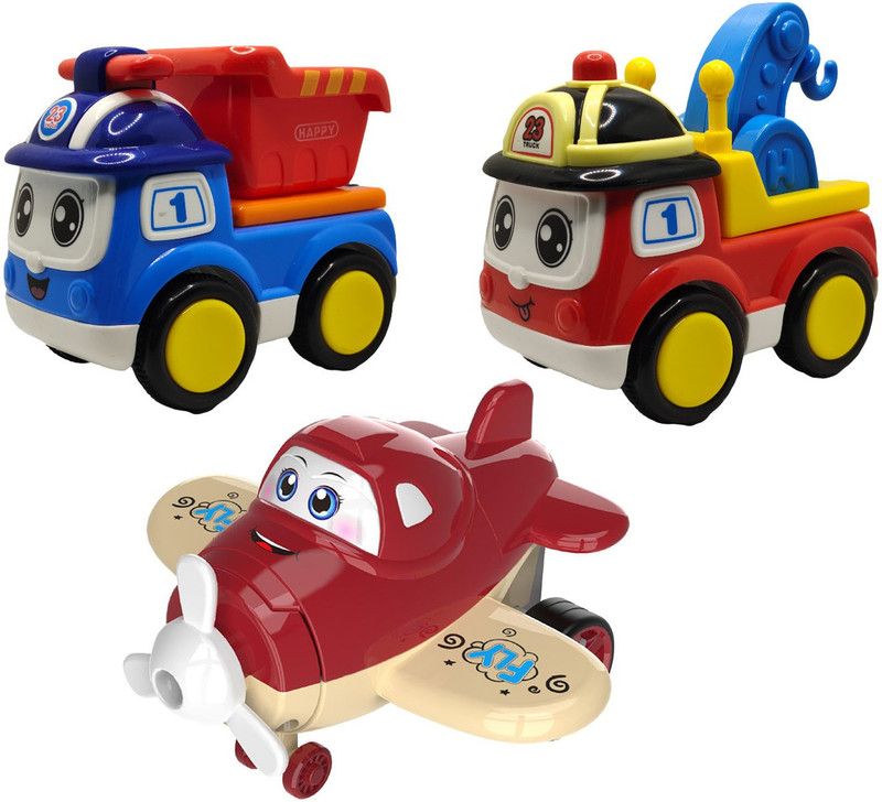 Vaniha Unbreakable Four-Wheel Drive Friction Powered Diecast Toy Set-L19  (Multicolor, Pack of: 3)