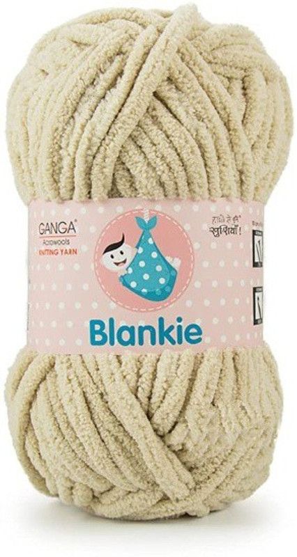 JEFFY Ganga Blankie Chenille Yarn Supersoft Knitting Wool Ball, (1 Ball/100 Gram Each) Beige Colour Ball (600 Grams). Suitable for Craft, Babywear, Baby Blankets,Thick mota Thread Shade no -BLK009