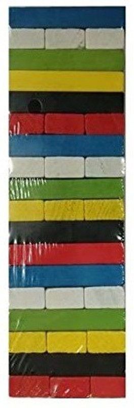 MOREL 54 WOODEN BUILDING BLOCKS WITH DICE JHENGA LEARNING GAME FOR KIDS , 6 COLOR JHENGABLOCKS 9 BLOCKS IN EACH COLOR  (Multicolor)
