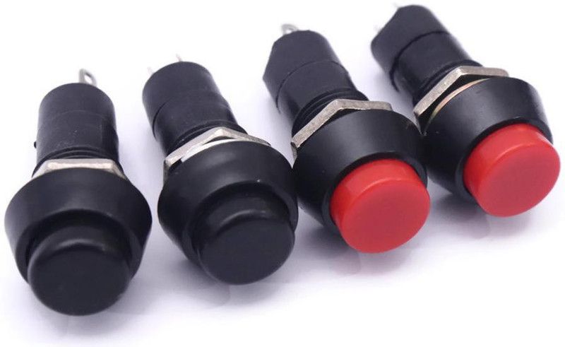 Electronic Spices BLACK AND RED On/Off 2 pin Self-Locking Latching Push Button Switch Locking Car, Boat Dashboard Pair of 2 Electronic Components Electronic Hobby Kit