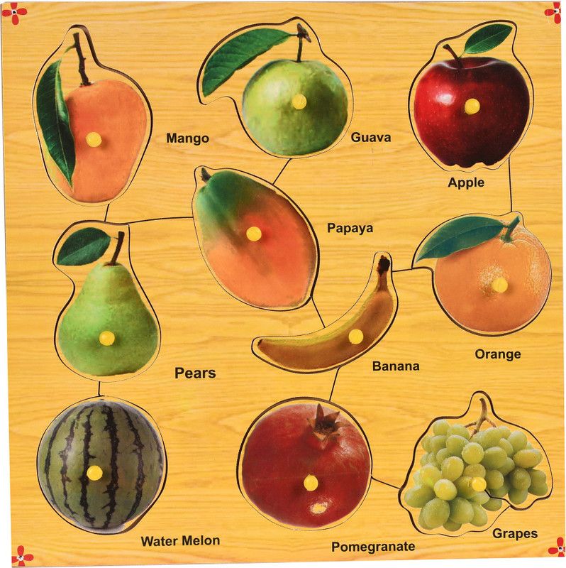 Ashmi Wooden Fruits With Knob Puzzle, Learning Tray, Colorful Educational Puzzle for Kids Toddlers Age 2 And Above  (10 Pieces)