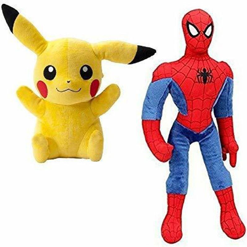LABATHWAYS Spiderman & Pikachu Soft Toy for Kids, Girls & Children Playing Teddy Bear in Size of 38 & 26 cm Long - 38 cm  (Multicolor)