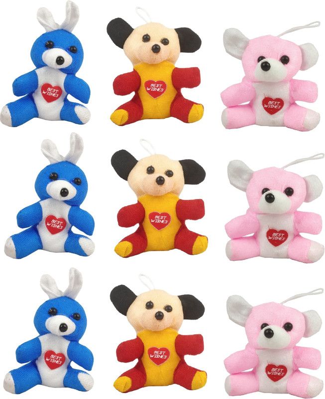 Utkarsh Pack of 9 (Size:11x12cm) Multicolor Teddy Bear Soft Fur Stuffed Toy for Kids - 12 cm  (Multicolor)