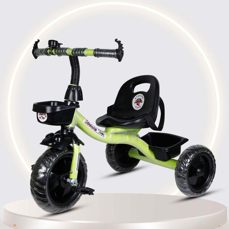 APARAJITA COLLECTIONS GREEN BABY TRICYCLE FOR KIDS WITH FRONT AND BACK BASKET|| BASKET GREEN 004 Tricycle  (Green, Black)