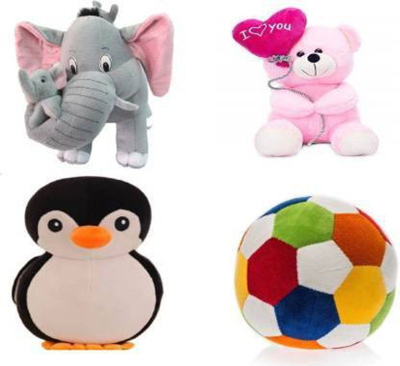 Agnolia Gifts Stuffed Toy Penguin Black,White Rabbit,Ballon Teddy and Elephant Soft toy26cm - 26 cm  (Multicolor)
