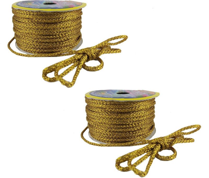 Utkarsh Pack of 2 (18 Mtr) Resham Zari Twisted Thread Dori Lace for Sewing Bead Art Piping Apparels Wrapping Handicrafts & Craft DIY Projects