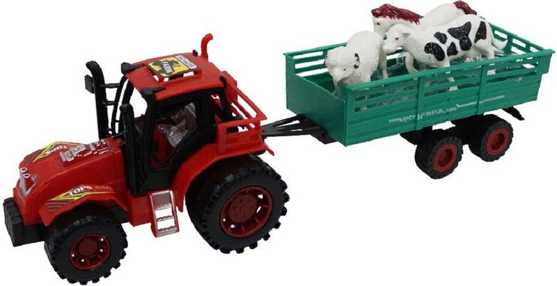 Urvashi Enterprises Hot Farmer Cor Tractor with Three Animals  (Multicolor)