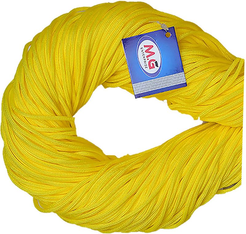 KNIT KING Yellow 30 mtr Braided Cord Thread Nylon knot Rope sturdy cording- Art-IIA