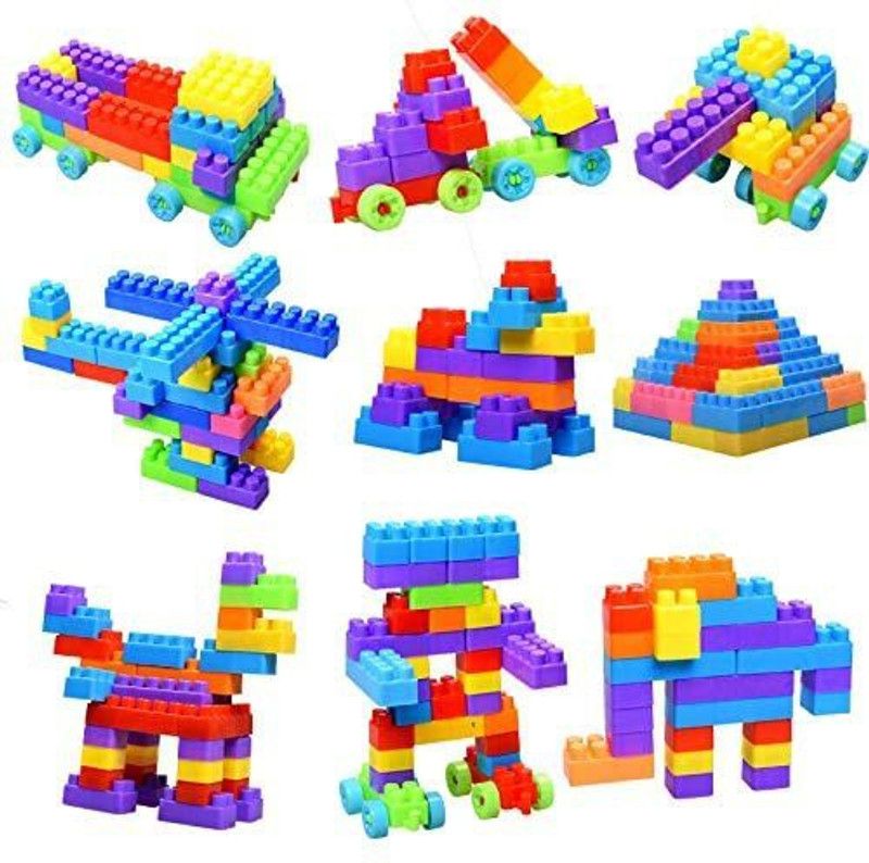 satsun enterprise Building Blocks Educational Toy for Kids Block Construction 55+Pcs,Multicolor  (Multicolor)