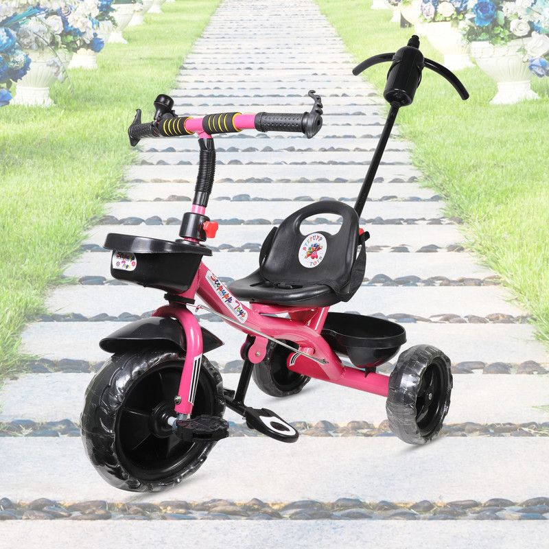 Stepupp STP G PINK HANDLE BACK AND FRONT BASKET FOR BABY-08 Tricycle  (Pink, Black)