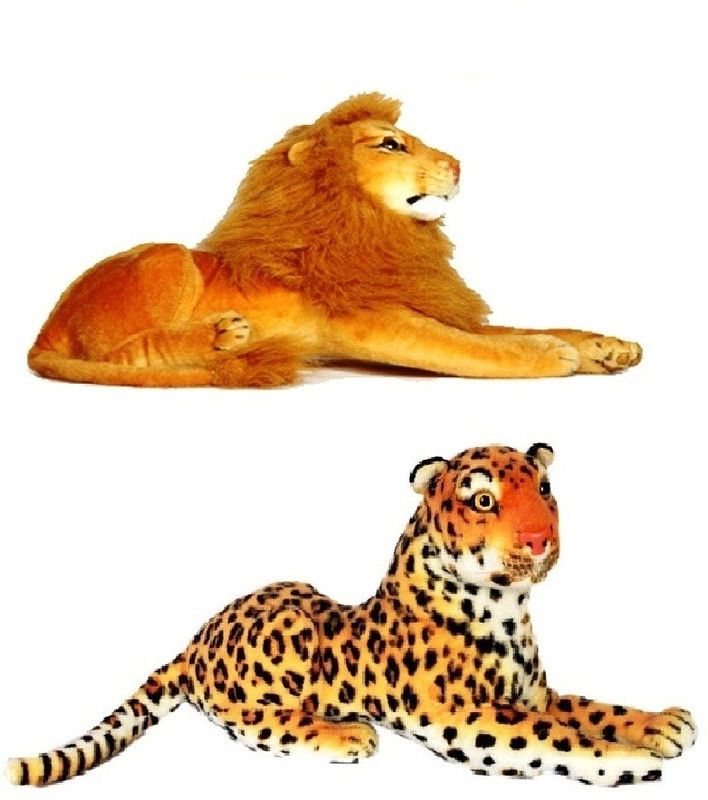 VRV Wild Animal Cheetah and Lion - 17 cm  (Multicolor)