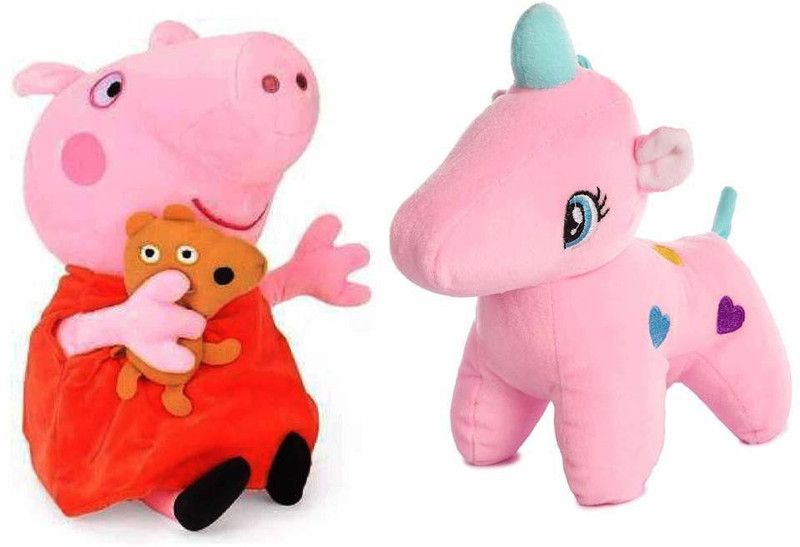 JASIKA GIFT GALLERY Peppa pig and Unicorn cartoon cartoon for kids/birthday party - 25 cm  (Pink)