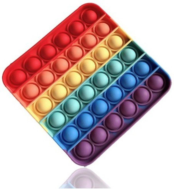TECHNOVIBES Push and Pop Bubble Fidget Sensory Toy, Loud Side and a Quiet Side to Pop, Stra ess Reliever Silicone Squeeze Toy, a Great Way to Relax and Keep Kids Adults Busy (Square)  (Multicolor)