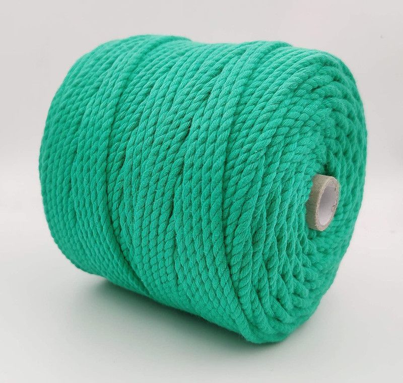 Bobbiny 3Ply/Twisted Macrame (3mm,100Mtr.)Cotton Cord/Dori Thread Macrame (Leaf Green).