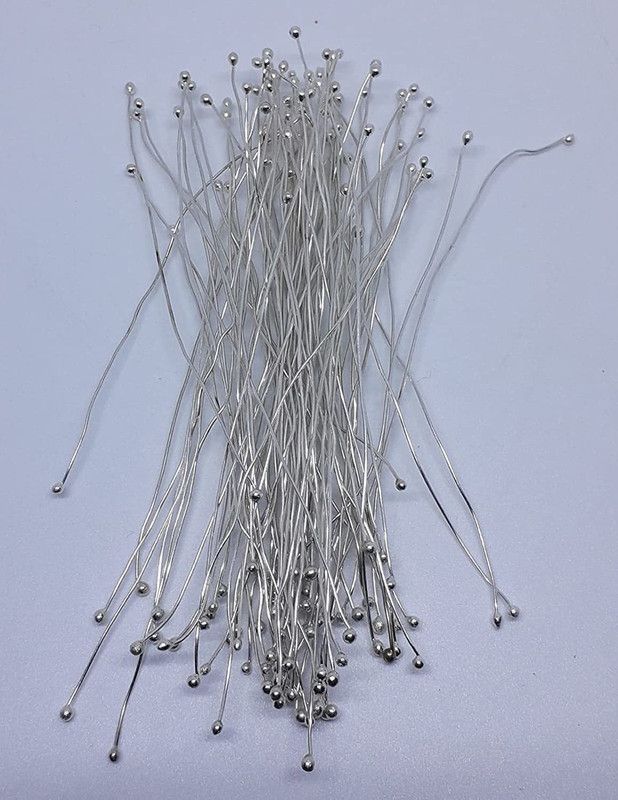 Zilzon Double Ball End Head Pins Jewellery Findings for Jewellery Making (Silver 100 Pieces)