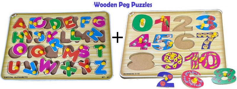 SHALAFI Kids Alphabet Learning Toy Board jigsaw puzzle Counting Blocks Construction Game  (Beige, Multicolor)