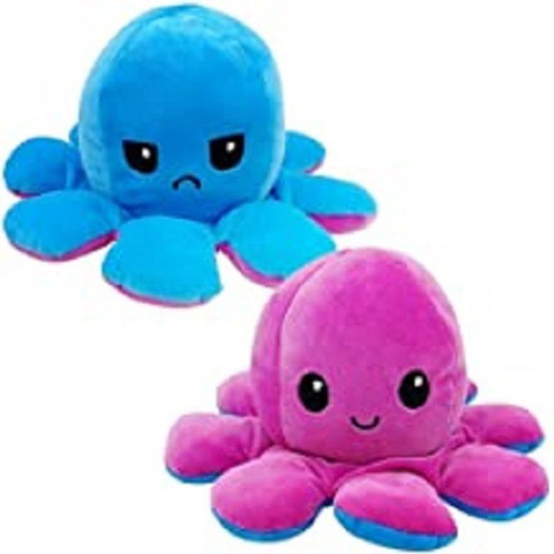 HAVGRA Octopus Soft Toys,Mood Change Double-Sided Flip Octopus Plush Toys,Cute Mini Octopus Stuffed Animals Creative Toy Pink pack of 2, 20 cm - 20 cm  (Multicolor)