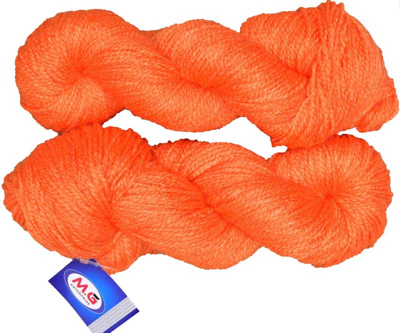 KNIT KING Popeye Orange (200 gm) Wool Hank Hand knitting wool / Art Craft soft fingering crochet hook yarn, needle knitting yarn thread dyed