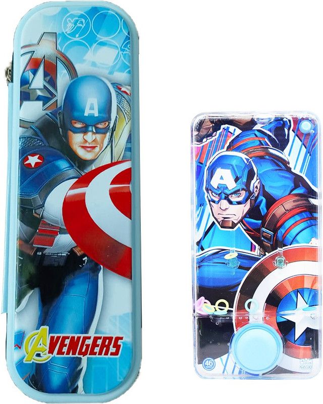 Ajauni Exclusive Combo Gift For Kids Captain America Pencil Box with Water Game  (Blue)