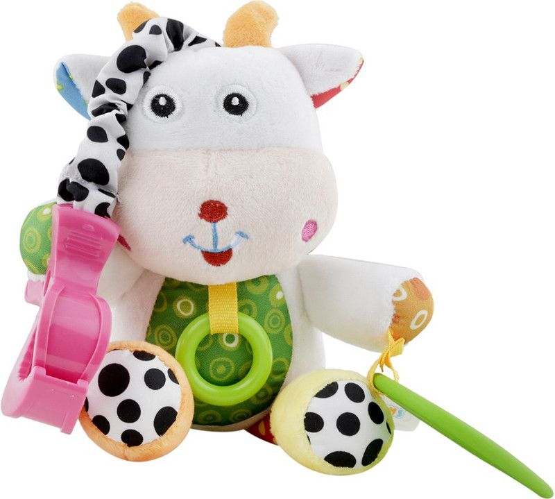 Baby Moo Calf White Pulling Toy With Teether  (Multicolor)