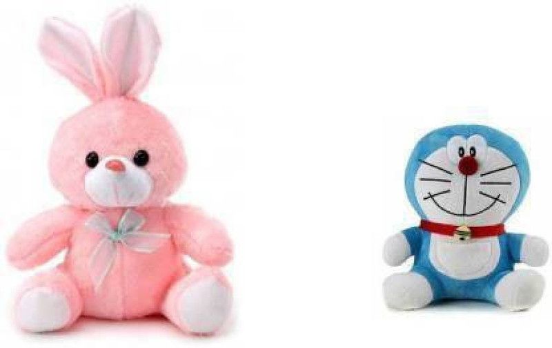 trendsterz Combo of Doraemon and Rabbit Plush toy for kids and birthday gift - 30 cm  (Multicolor)
