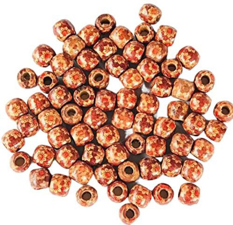Zilzon 12mm Printed Round Wooden Bead for Jewelry Making Loose Spacer Pack of 100 Pcs
