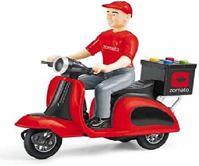 wonder digital ZOMETO food delivery scooter for toys,friction power,plastic pull back motorcycle vehicle,toys gift with light and music kids toy for baby boys and girls  (Multicolor)