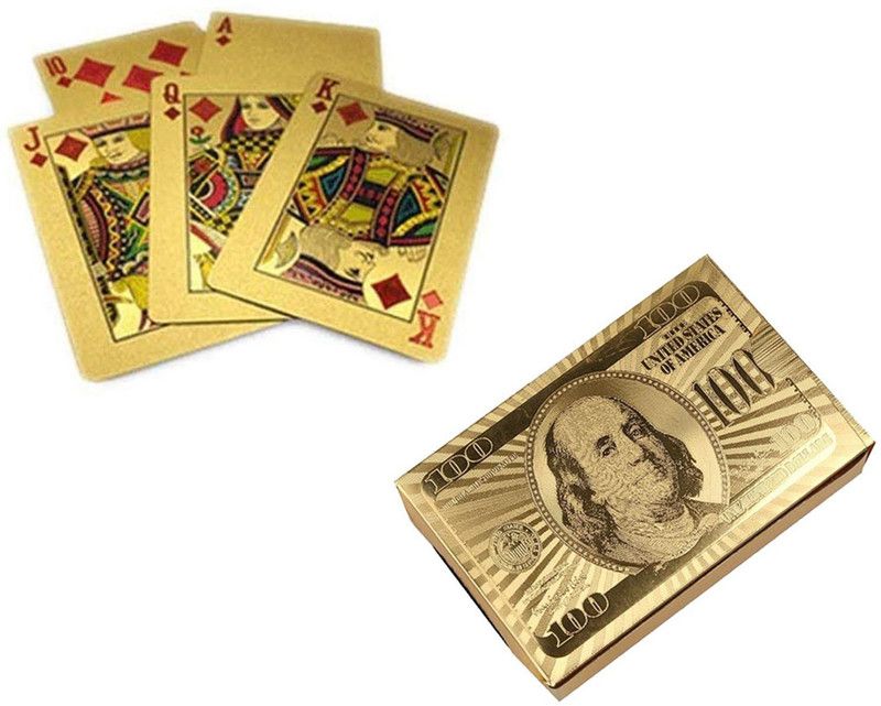 Bastex USA 100 Dollars Design Premium & Attractive 1 Deck of 24k Gold Playing card  (Golden)