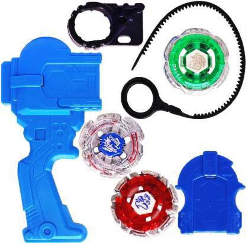 KCCOLLECTION Metal Fighter|4 Spinning Top,1 Handle Launcher, 1 Strip and Sticker Set  (Multicolor)