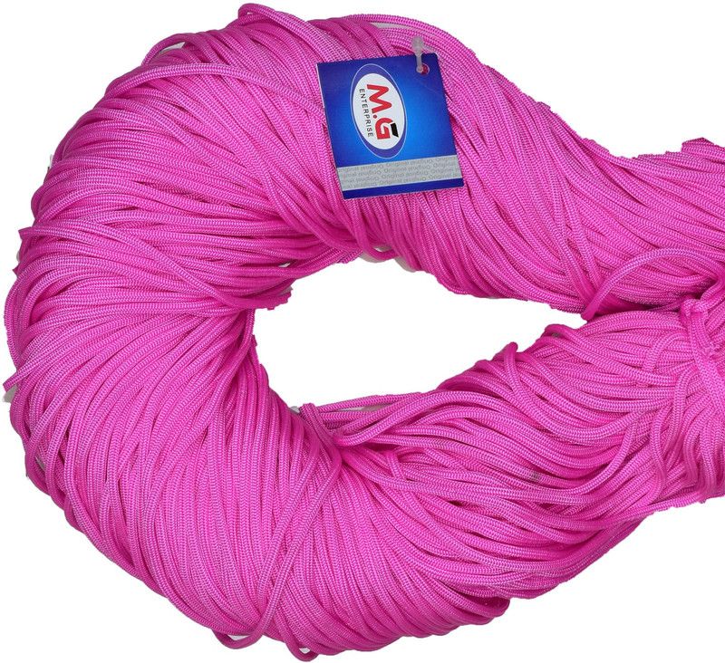 KNIT KING Macrame Pink Braided Cord Thread Nylon knot Rope sturdy cording, mildew resistant DIY 3 mm 200 m for Jewelry Making, Bags & art craft
