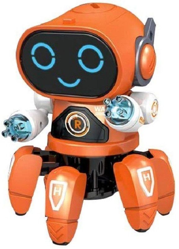 Whitewhale Electric Robot Colorful Music Flashing Lights Dance Toy for Kids Boys Girls (Orange)  (Orange)