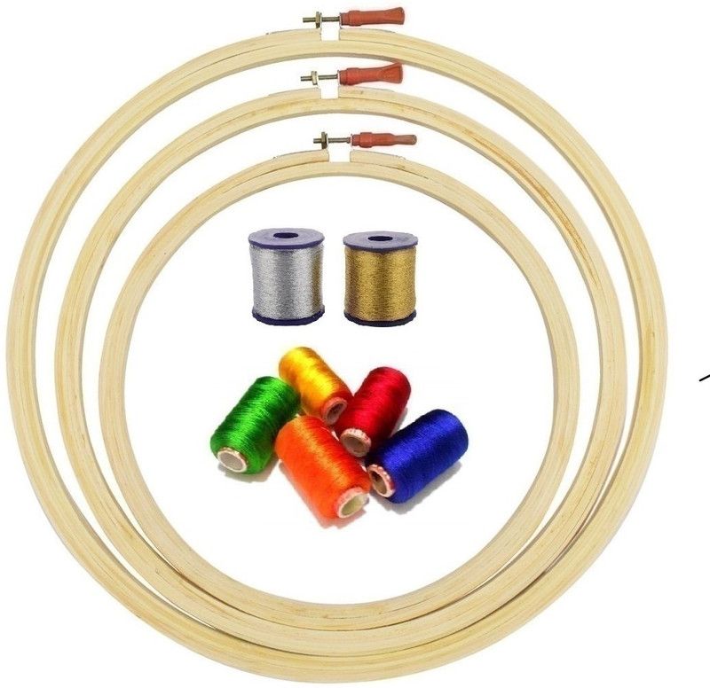 rawzone Embroidery Ring Hoop Frame Wooden Premium For Crafters (6,8,12)Inches)