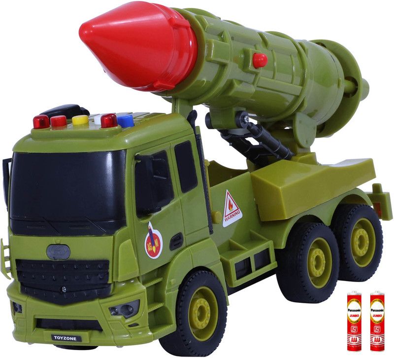 Miniature Mart Kids Missile Army Truck With Light & Sound + 2 AAA Batteries  (Green, Pack of: 1)
