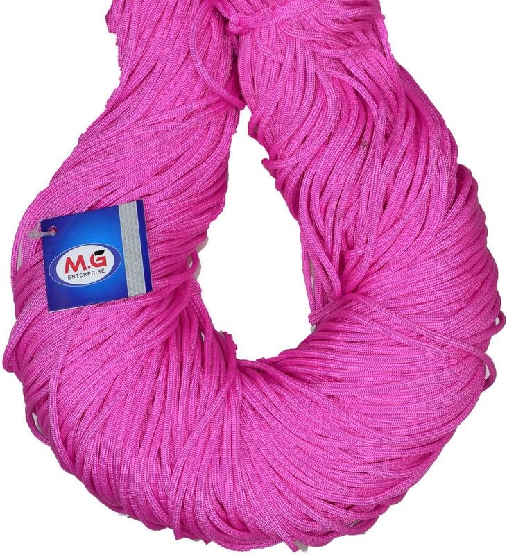 KNIT KING Macrame Pink Braided Cord Thread Nylon knot Rope sturdy cording, mildew resistant DIY 3 mm 100 m for Jewelry Making, Bags & art craft