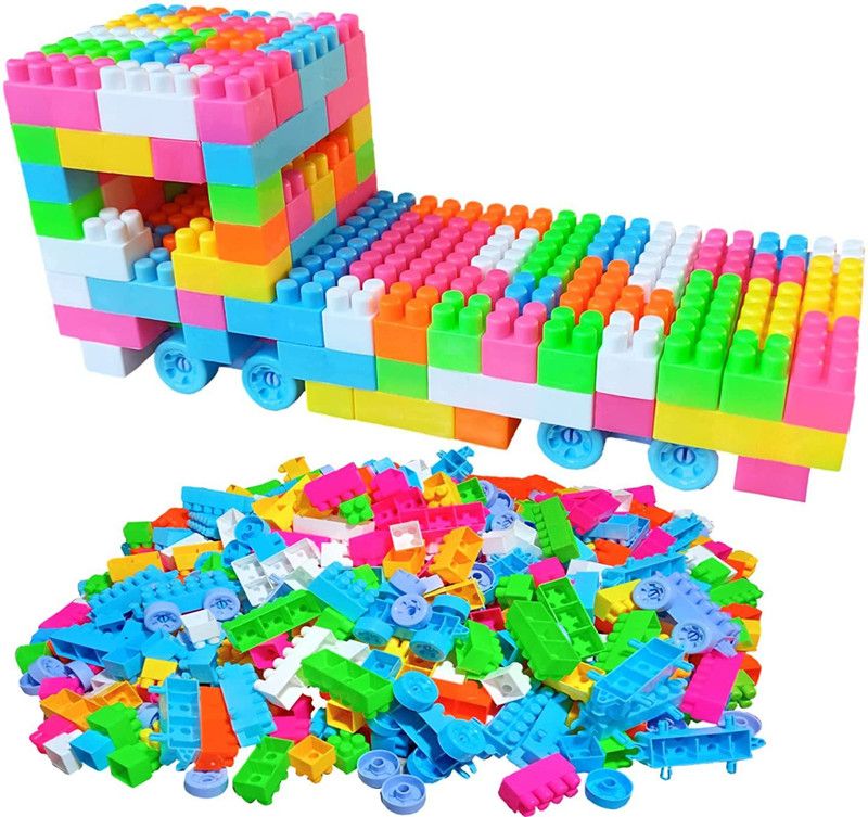 Pulsbery 200 Pieces Small Building Blocks with Wheel/Smart Activity Train Blocks For Kids  (Multicolor)