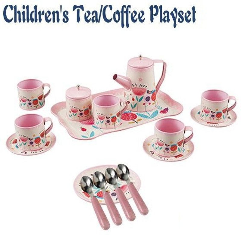 JohnMacc 16 Pcs Children Tea Coffee Play Set Pretend Play Kitchen Toy For Kids, Girls