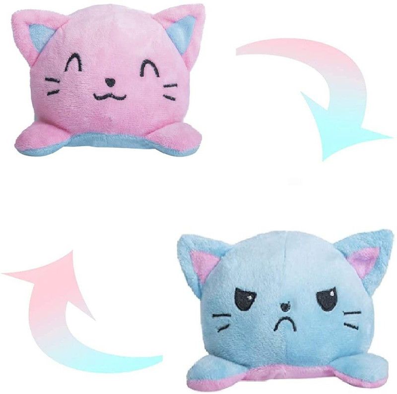 UVKart Reversible Cute Mini Cat Plush toy (Blue & Pink) - 18 cm  (Multicolor)