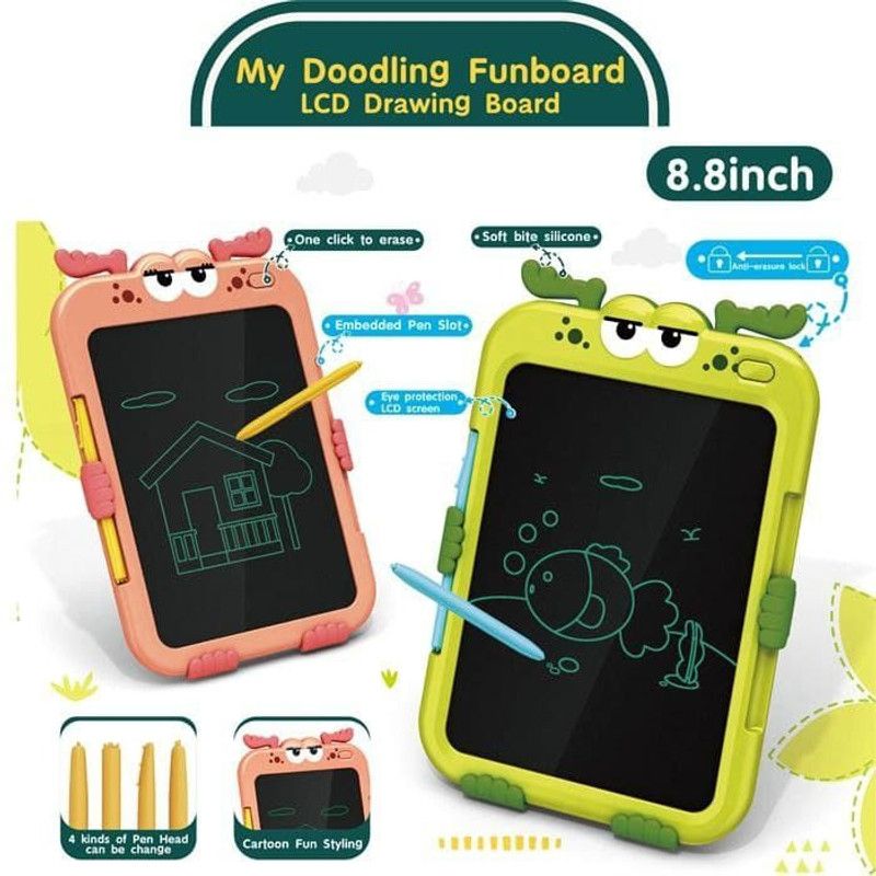 Dherik Tradworld LCD Writing Tablet, 8.8-inch Writing Board Doodle Board Drawing Pad with Newest LCD Pressure-Sensitive Technology, Gifts for Kids & Adults  (Multicolor)