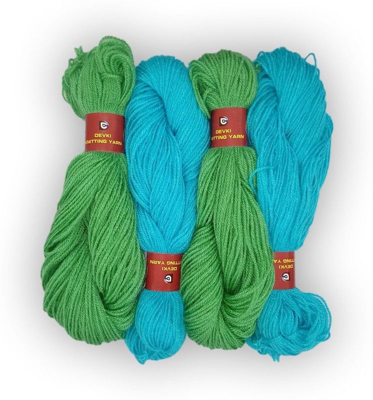 devki knitting yarn PACK OF 200 gm YARN . BLUE BAY & SURF GREEN COLOR