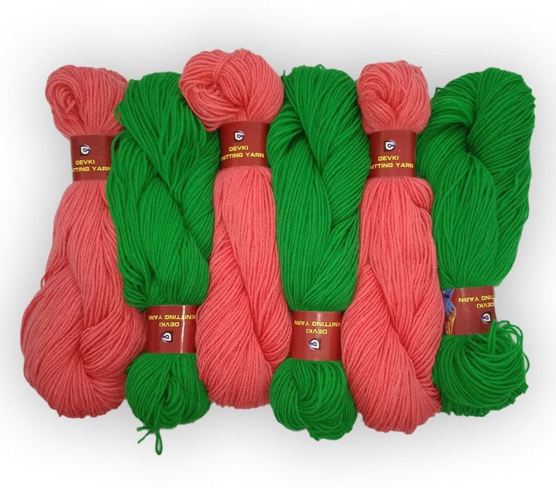 devki knitting yarn 100% ACRYLIC YARN. RUBY AND GREEN COLOR (400 gm )
