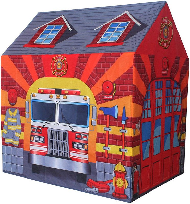 Kiditos Foldable Fire Station Play Tent Indoor & Outdoor Pop-up Play Tent House Toy  (Multicolor)