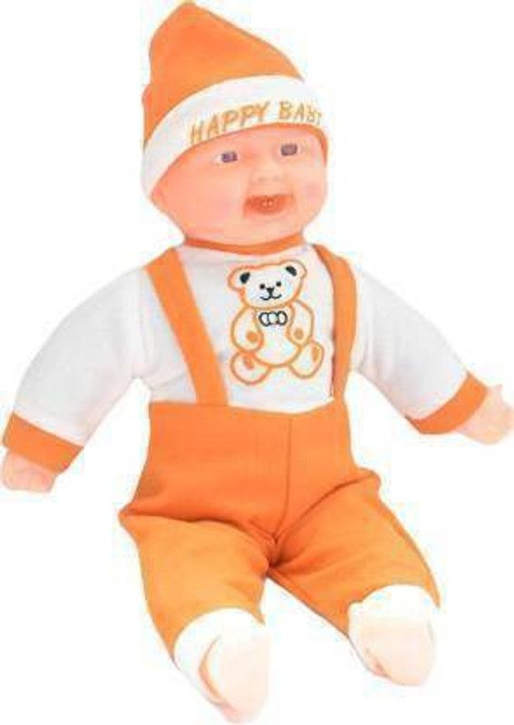 Tricolor Happy Baby Musical Touch Sensors and Laughing Doll for Kids Boys & Girls Doll with Sound Indoor & Outdoor Play Toys (Orange, White)  (Multicolor)