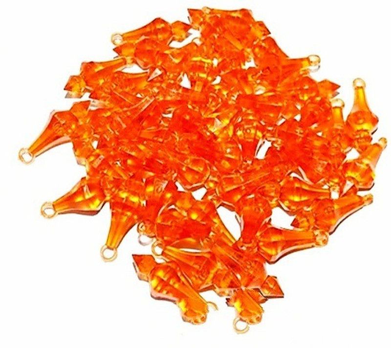 PUSHPA CREATION GADA Beads (LATKAN)Plastic ORANGE Colour for Making Macrame Jhula, Macrame Toran, Macrame Jhumar, Bracelate, Necklace, Macking Other Crafting Designs 100 Qty
