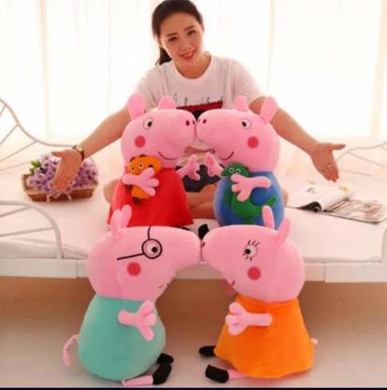True Basket Peppa Pig Family Soft Toy for Kids || Peppa Pig Stuffed Plush Toy(50 cm) || Best Gifts for Children || Play Time with Huggable Peppa Pig Teddy (Set of 4) (50 cm) - 50 cm - 50 mm  (Multicolor)