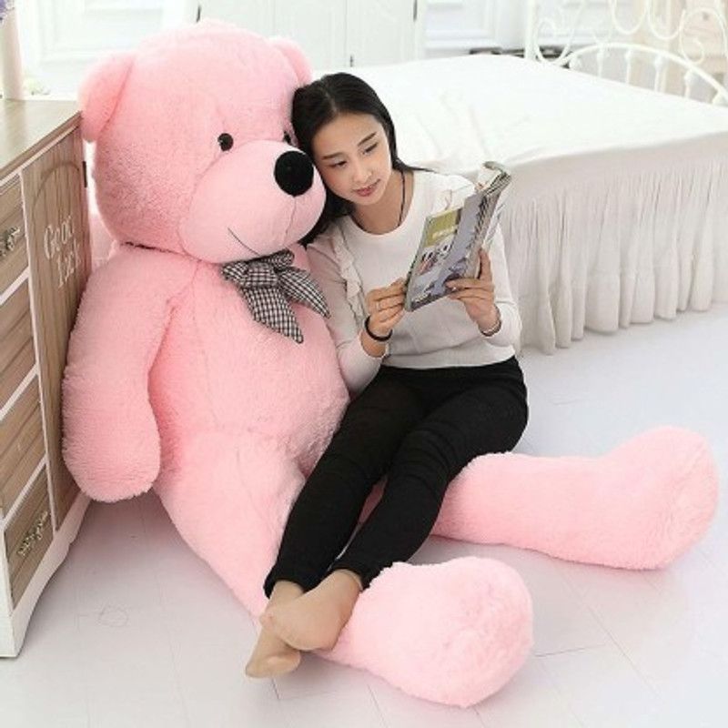 MasKa Premium Quality Teddy Bear Soft Plush Fabric (LightPink, 148 Cm) - 150 cm (Lig  (Pink)