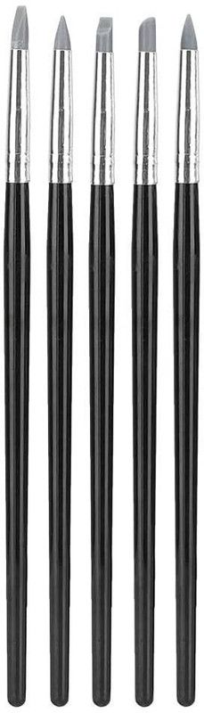 OYTRA 5 Pcs Shaper Pens 4mm Chisel Tips Silicone Brushes Sculpture Pottery Clay Shaping Carving Baking Tools Nail Art Tool Small Black