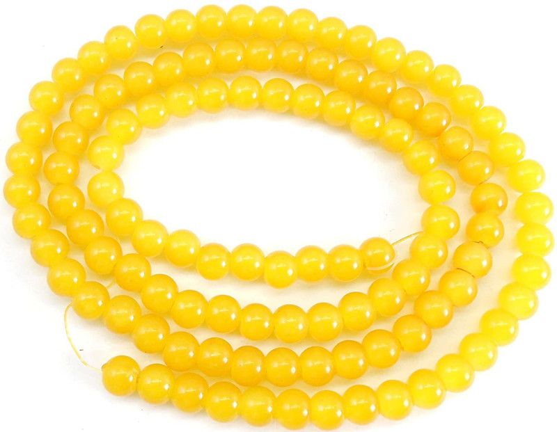 Crafto Round Loose Beads Jewelry Findings Dia.-8mm, Colour-Yellow Qty-110 pcs.